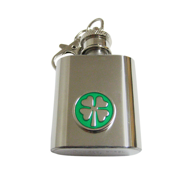 Lucky Four Leaf Clover Keychain Flask - Picture 1 of 1
